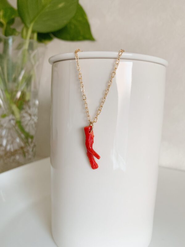 Deer - Red Coral &  14K Gold Necklace - 画像 (2)